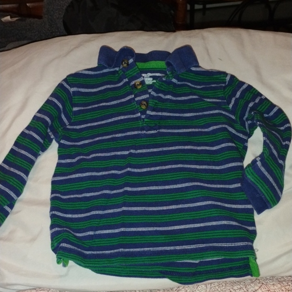 Striped Kids Polo Shirt - Blue and Green
